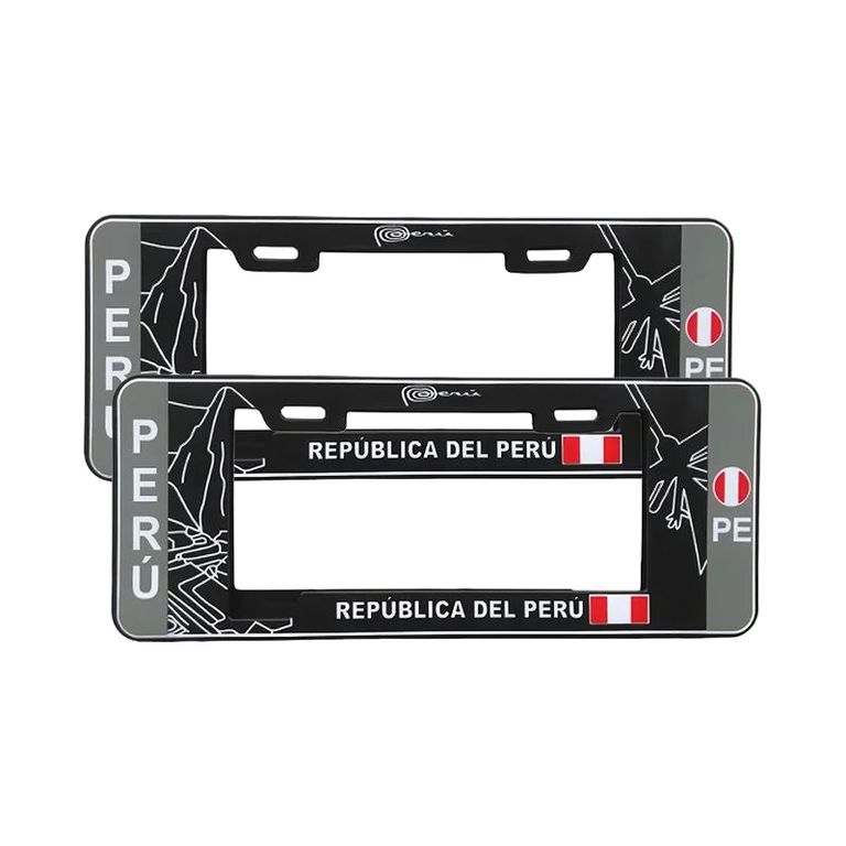 Porta Placa Modelo Europeo Machu Picchu Negro