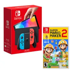 NINTENDO - Consola Switch Modelo Oled Neon + Mario Maker 2