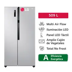 LG - Refrigeradora LS51BPP 509L Múltiple Flujo de aire Side By Side LS51BPP