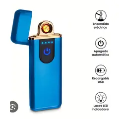 GENERICO - ENCENDEDOR TACTIL RECARGABLE USB LED ECOLOGICO AZUL