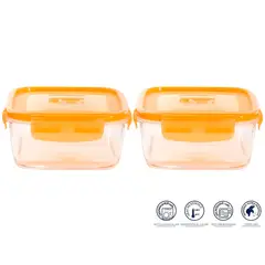 Luminarc - Pack  X2 taper cuadrado 760 ml c/tapa naranja