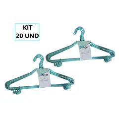 GENERICO - 20 Ganchos Colgadores Verde Claro Para Ropa