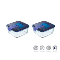 LUMINARC - Pack X2 taper cuadrado 760 ml c/tapa azul