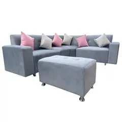 AMOBLART - SILLON SECCIONAL LEYVA PLATA 5 PIEZAS6COJINES