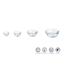 LUMINARC - Juego de Bowls apilables de 6 cm, 7 cm, 9 cm y 10,5 cm