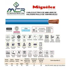GENERICO - CABLE ELECTRICO DE 4MM LIBRE DE HALOGENO ROLLO DE 100M MIGUELEZ BLANCO