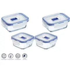 LUMINARC - Pack taper rectangular X2 380 ml c/tapa azul con taper cuadrado X2 380 ml c/tapa azul