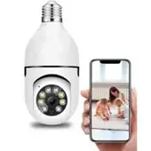 IMPORTADO MC - Cámara Foco Smart 360° de Seguridad Wifi con Visión Nocturna y Altavoz