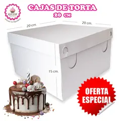 GENERICO - 50 Cajas de Torta Pastel de 20 cm. para Repostería
