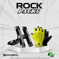 Rockbros - PACK ROCKBROS SOPORTE UNIVERSAL  Y GUANTE AMARRILLO XL