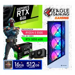 NVIDIA - Computadora PC GAMER Ryzen 5 5500 + RAM 16GB + SSD 500GB + VIDEO RTX 3050 6GB