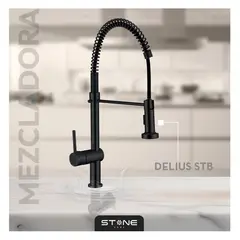 STONE - MEZCLADORA MONOCOMANDO P/COCINA AL MUEBLE DELIUS STB-01 BLACK