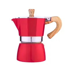 HYGGE - Cafetera Italiana con Mango de Madera y Aluminio 150 ml