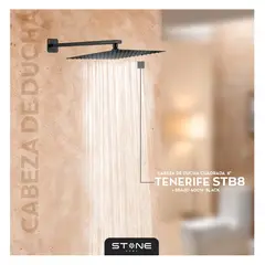 STONE - CABEZA DE DUCHA ESPAÑOLA 8" C/ BRAZO TENERIFE STB-8 BLACK