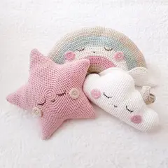 BE CRAFTY - Pack x3 Cojines de Cuna Nube Estrella y Arco Iris para Niña