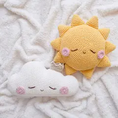 BE CRAFTY - Pack x2 Cojines para Cuna de Bebé Nube y Sol
