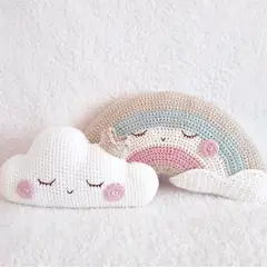 BE CRAFTY - Pack x2 Cojines de Cuna Nube y Arco Iris para Cuarto Niña