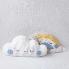 BE CRAFTY - Pack x2 Cojines para Cuna Bebé Nube y Arco Iris