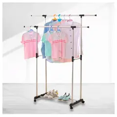 GENERICO - Perchero Organizador para Colgar Ropa Doble Estante y Ruedas