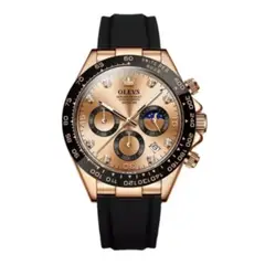 OLEVS - Reloj Fechero Correa Goma Oro Rosa