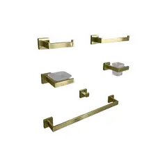 XM - KIT DE ACCESORIOS DE BAÑO 6 PIEZAS DORADO 97707