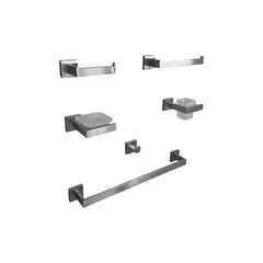 XM - KIT DE ACCESORIOS DE BAÑO 6 PIEZAS SATINADO 97702