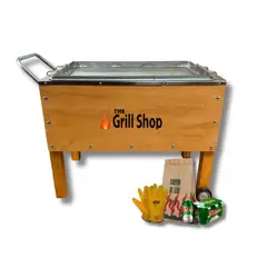 THE GRILL SHOP - Caja china mediana familiar + carbón + cerveza + guantes