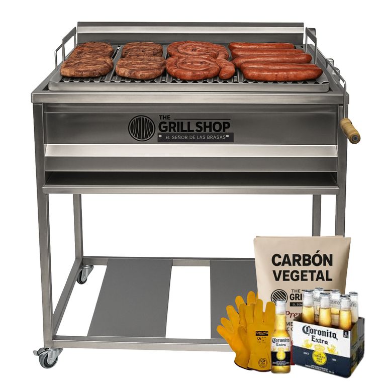 Parrilla grande full acero inoxidable Guantes Carbon Cerveza