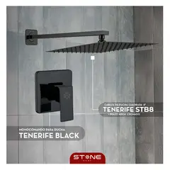 STONE - COMBO DUCHA ESPAÑOLA 8 C/BRAZO TENERIFE STB” + MEZCLADORA BLACK-STONE