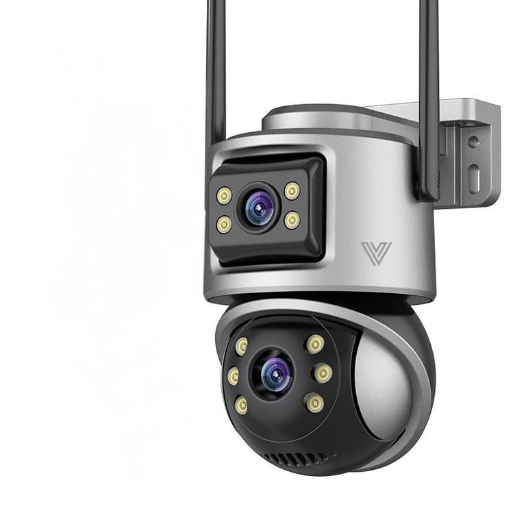 Camara de seguridad doble lente vigilancia 6MP para exteriores e interiores