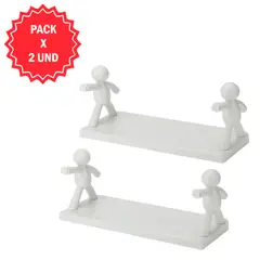 GENERICO - Pack x2 Repisas Estantes Rectangular De Plástico - Blanco