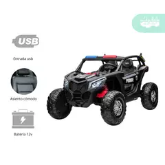 GENERICO - Carrito a Batería para niño Modelo Police Black