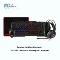 TEROS GAMING - Combo Teros TE-4063N Teclado Multimedia Mouse Headset Mouse Pad