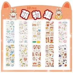 GENERICO - Pack x 10 láminas de Stickers Conejos Kawai Modelo 2