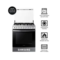 SAMSUNG - Cocina a Gas , 6 hornillas Black Smog NX52T5311PS