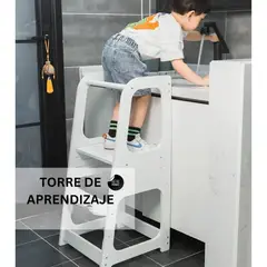 GENERICO - Torre de Aprendizaje Taburete para Niños de Madera Blanco