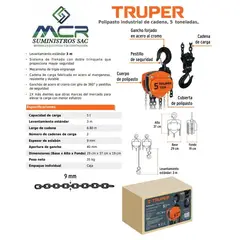 TRUPER - Tecle industrial con cadena de 5 toneladas
