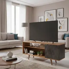 2020 HOME PERU - Mesa Para Tv De Hasta 60'' Estambul - Almendra/mármol Marrón Claro