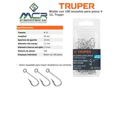 TRUPER - Anzuelos para pesca # 12 BLISTER DE 100UND