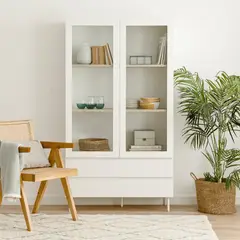 TU MESITA - Vitrina Contemporánea Elly color Blanco 2 cajones