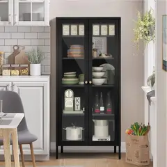 TU MESITA - Vitrina Clásica Multiusos Joan color Negro 2 puertas