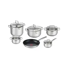 T-FAL - Set de Ollas Antiadherente de Acero Inoxidable Duetto 11 Pz