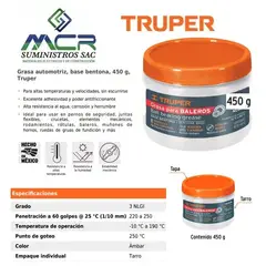 TRUPER - Grasa automotriz, base bentona, 450 g,