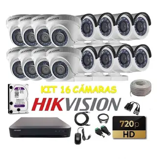 HIKVISION - Kit 16 Cámaras Seguridad HD 4tb + cable