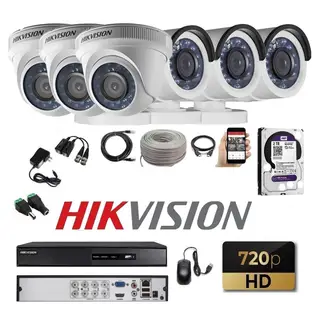 HIKVISION - Kit 6 Cámaras Seguridad HD 2tb + cable