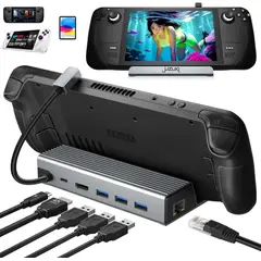 GENERICO - DOCK ESTACIÓN CARGA ASUS ROG ALLY STEAM DECK IPAD SOPORTE ETHERNET RED
