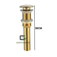 GREEN HOUSE - DESAGUE DE OVALIN DORADO PUSH BUTTON 30CM SIN REBOSE