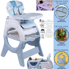 VOYAGE - Silla Carpeta 4 en 1 Donna Con platito legos y baberoCELESTE