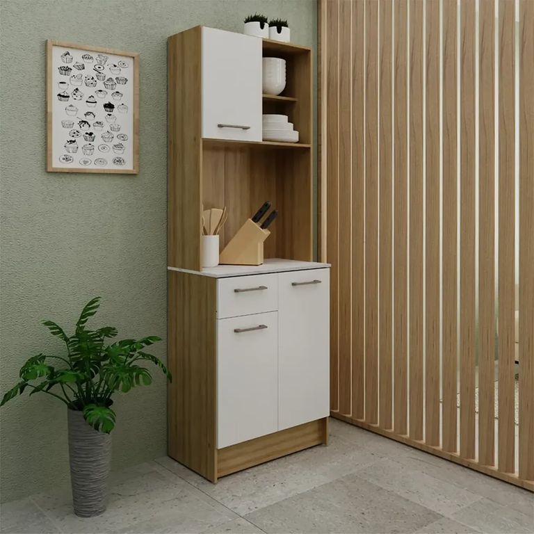 Mueble auxiliar de cocina Dalia - Almendra/Blanco