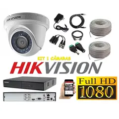 HIKVISION - Kit 1 Cámaras Seguridad Domo Interior FULLHD + Cable